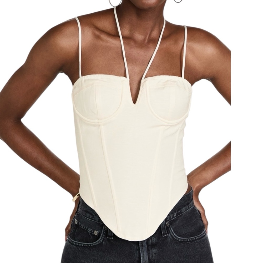Revolve Lioness Women’s Del Gato Strappy Linen Cream Corset Crop Tank Top XS